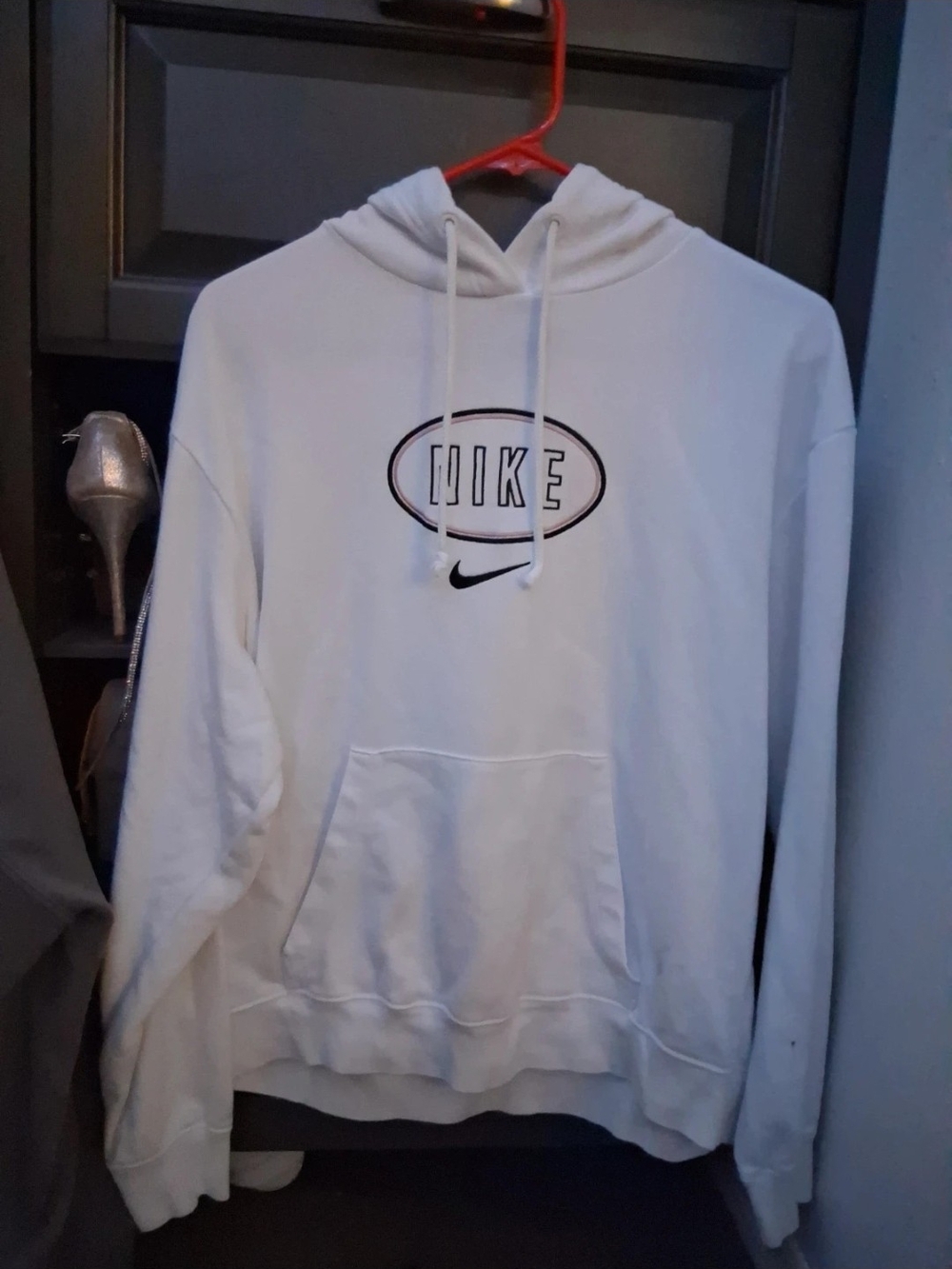 Nike White Pullover Hoodie with Black Logo